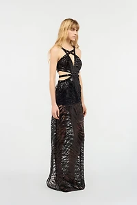 See-Through Dress With Sequined Zebra Pattern
