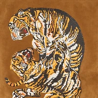 Suede Leather Jacket With Flowers And Tigers