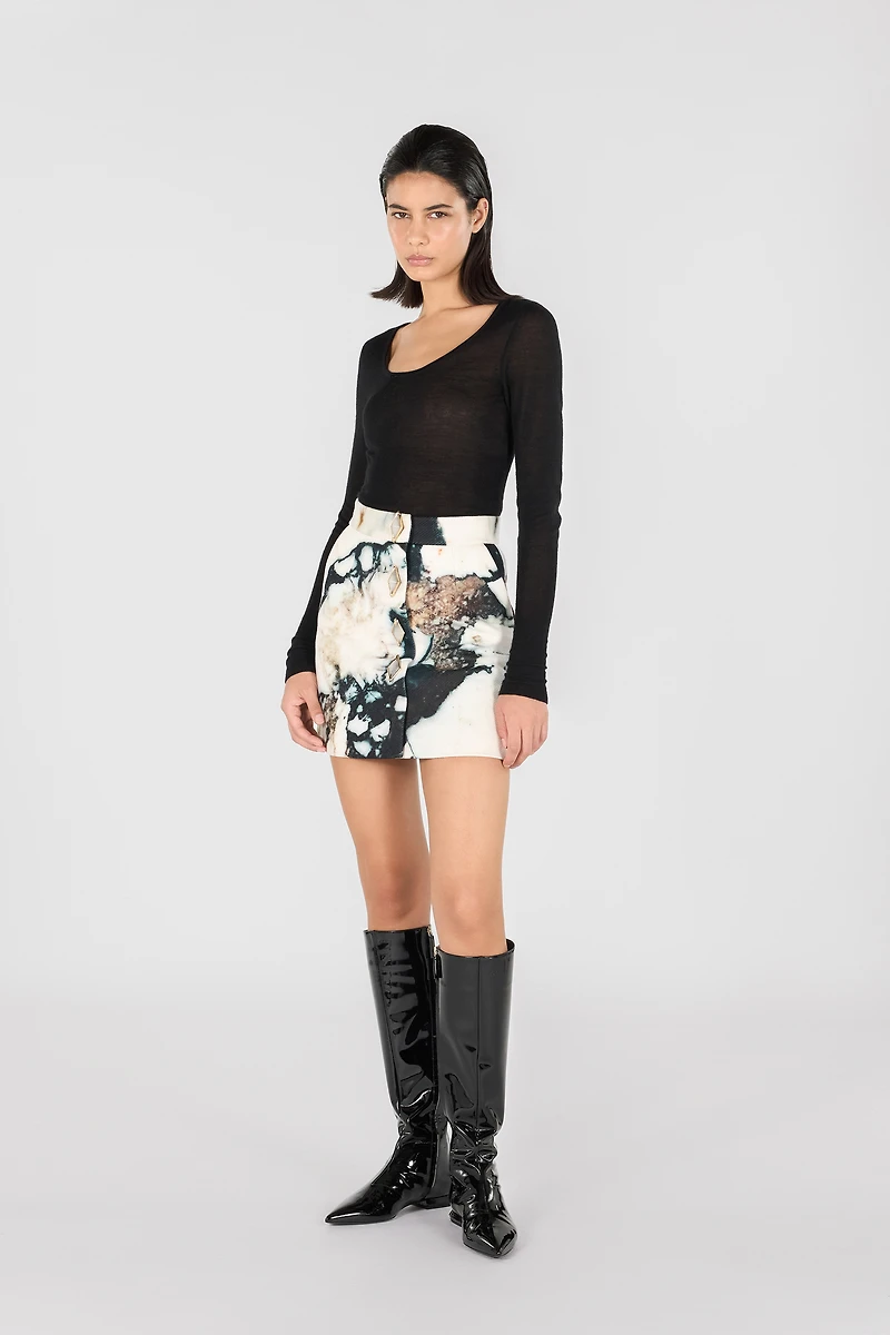 Marble print mini skirt