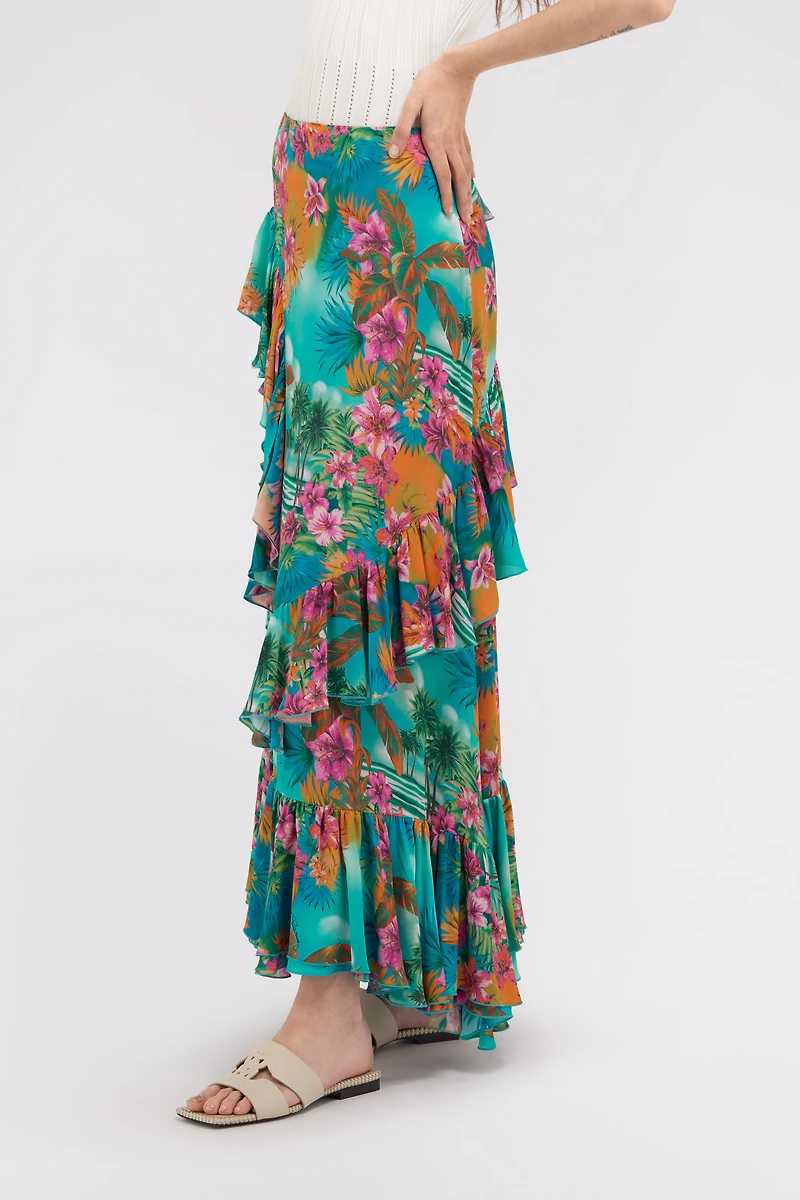 Hawaii Print Long Skirt
