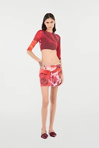 Rose-Print Crop Top