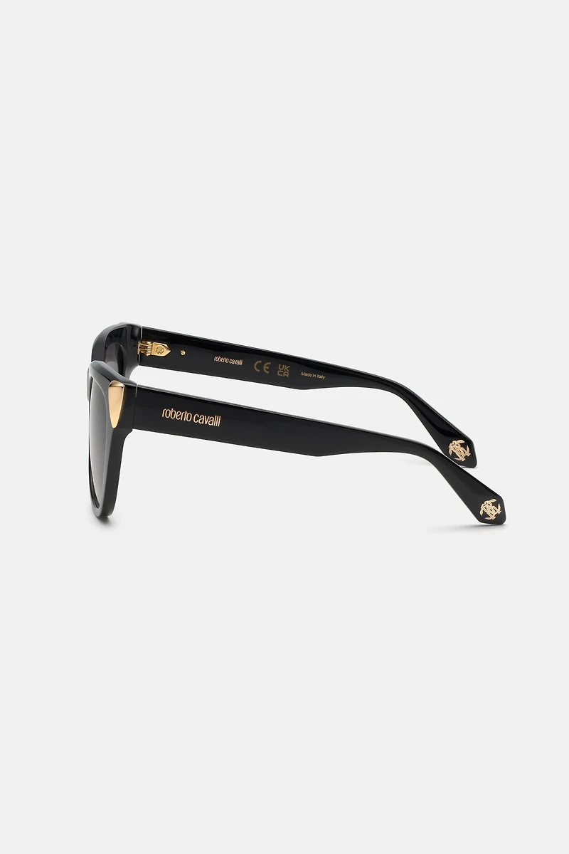Sunglasses with feminine cat-eye and feng on sides