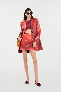 Miniskirt With Rose Print