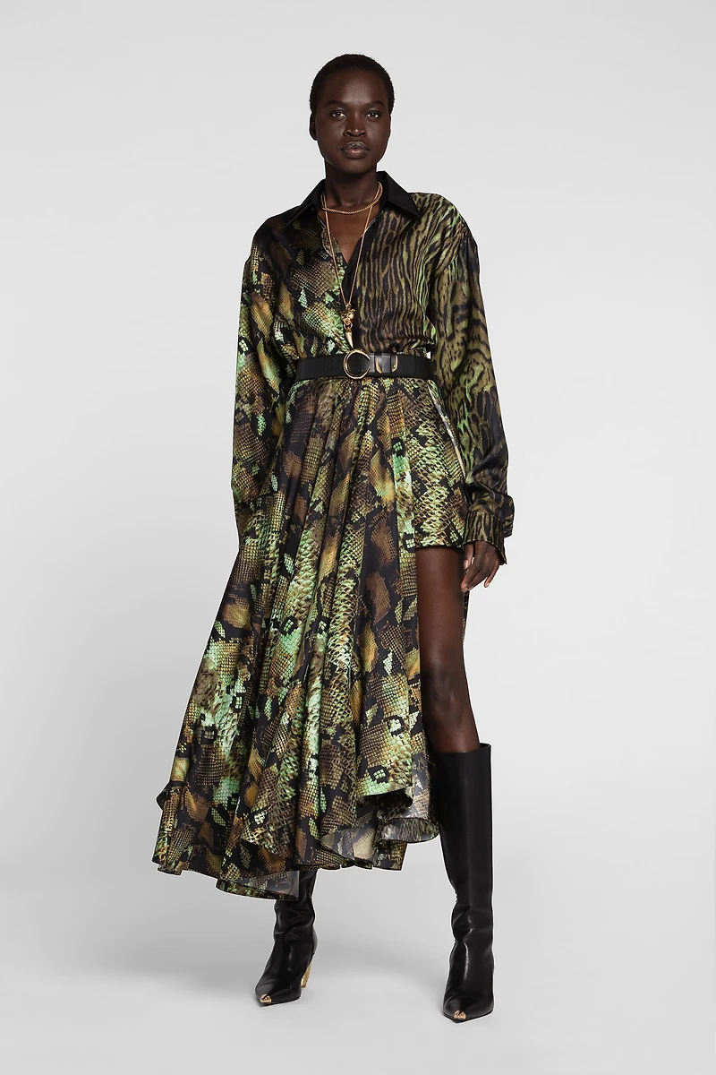 Python-Print Silk Skirt