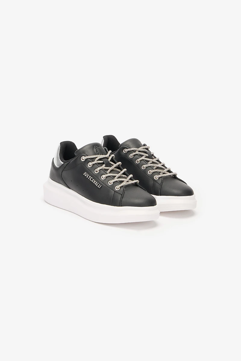 Lace-Up Sneakers With Rhinestones