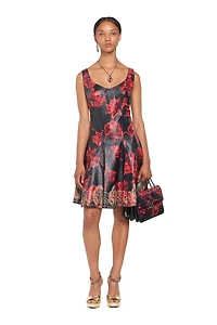 Micro Parrot Tulip print leather dress