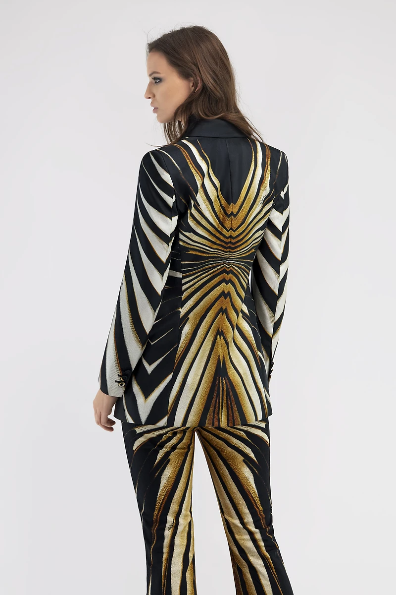 Ray Of Gold Print Silk Jacket