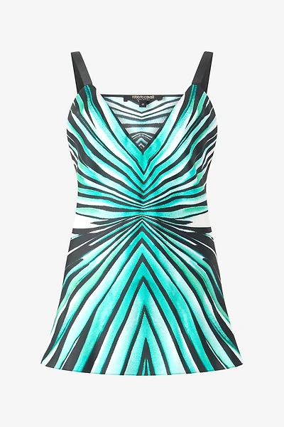 Ray of Sea Print Silk Top