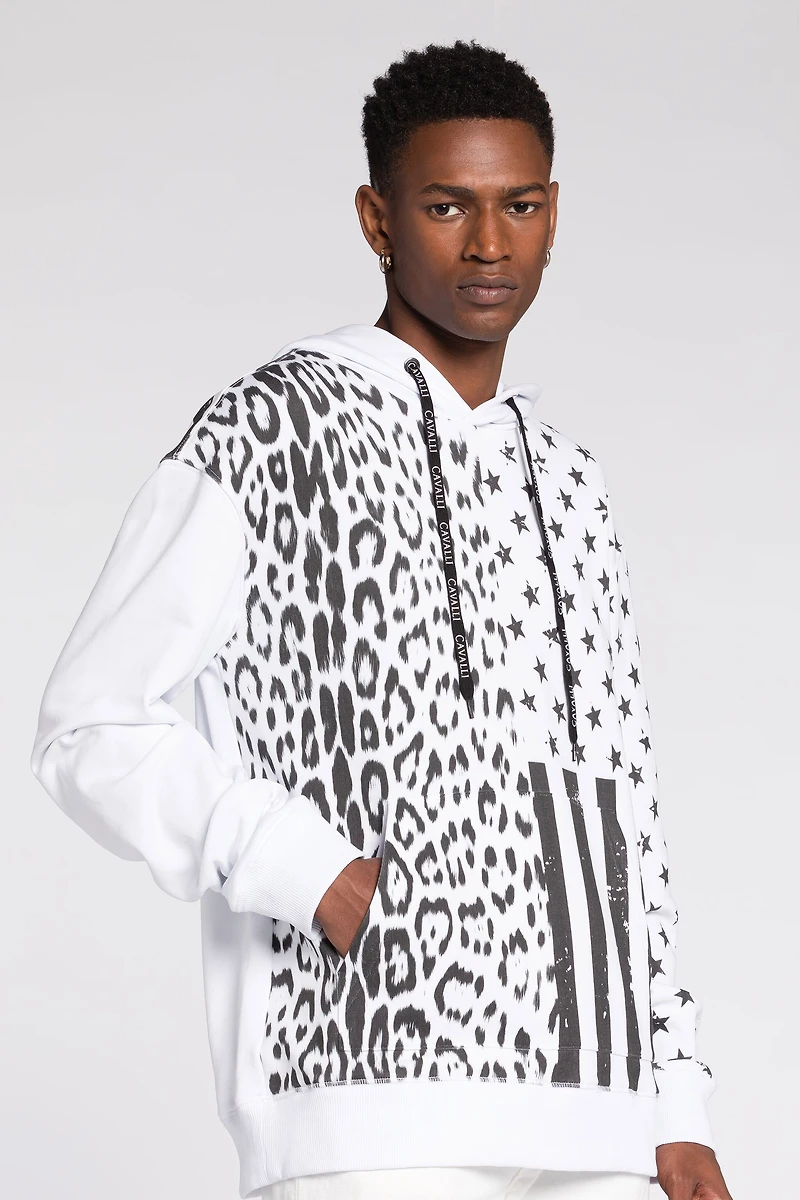 Graphic-print cotton hoodie
