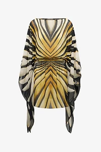 Ray Of Gold Print Kaftan Dress Silk