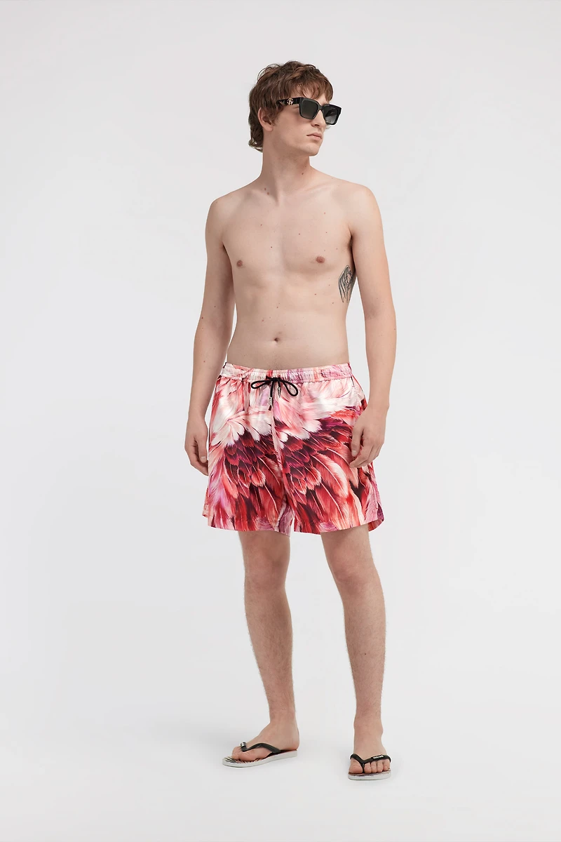Plumange print swim trunks