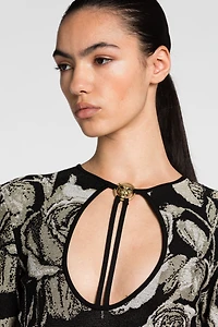 Rose-Jacquard Cut-Out Dress