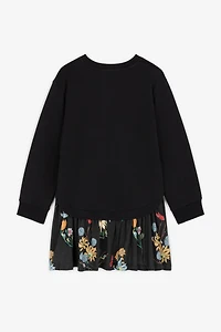 Logo And Floral-Embroidered Sweatshirt Dress