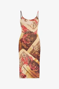Sheath Dress With Oriental Print