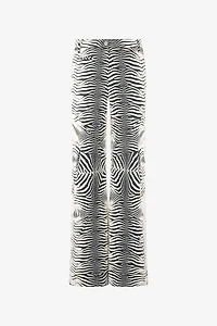 Stretch Cotton Pants With White Tigress Print