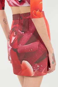Miniskirt With Rose Print
