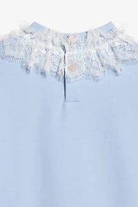 Sweatshirt With RC Monogram And Lace