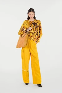 Silk And Wool Sweater With Amber Print