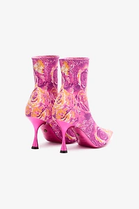 Ankle Boots With Rose Inlay