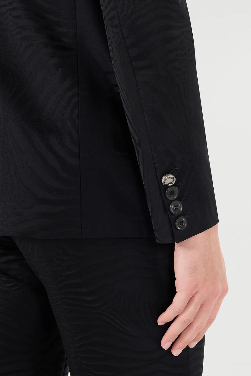 Blazer With Solid-Color Tiger Skin Design