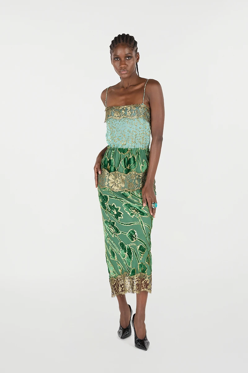 Long Silk Dress With Decorations