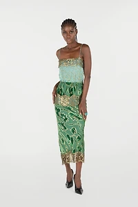 Long Silk Dress With Decorations