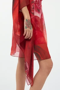 Silk Caftan With Garden Rose Print