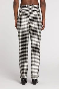 Gingham Straight-Leg Tailored Trousers