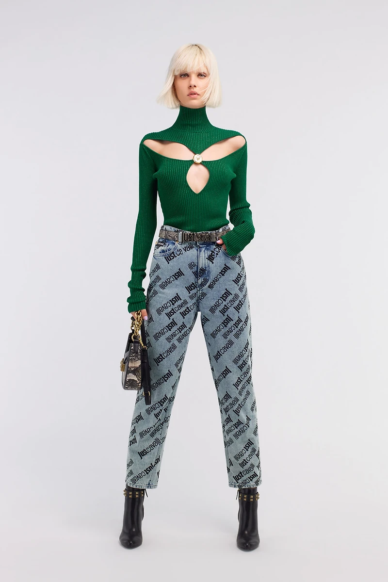 Just Cavalli Ribbed Lurex Pullover
