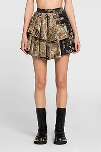 Floral-Brocade Mini Skirt