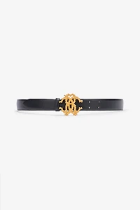 Leather Belt with Logo Buckle