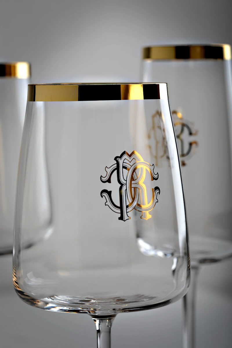 Monogram Gold 2 Champagne Goblets Set