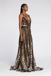 Tiger-Print Silk Maxi Dress