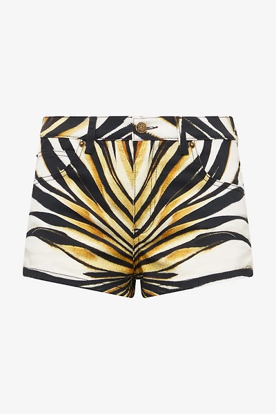 Ray Of Gold Print Denim Shorts