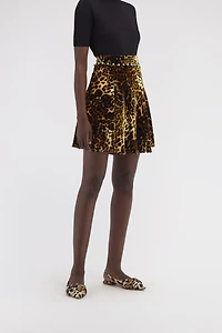 Leopard print velvet skirt