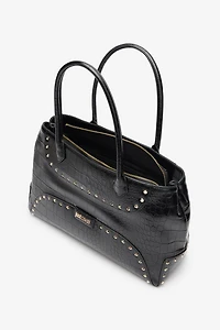 Just Cavalli Studded Croc Print Tote Bag