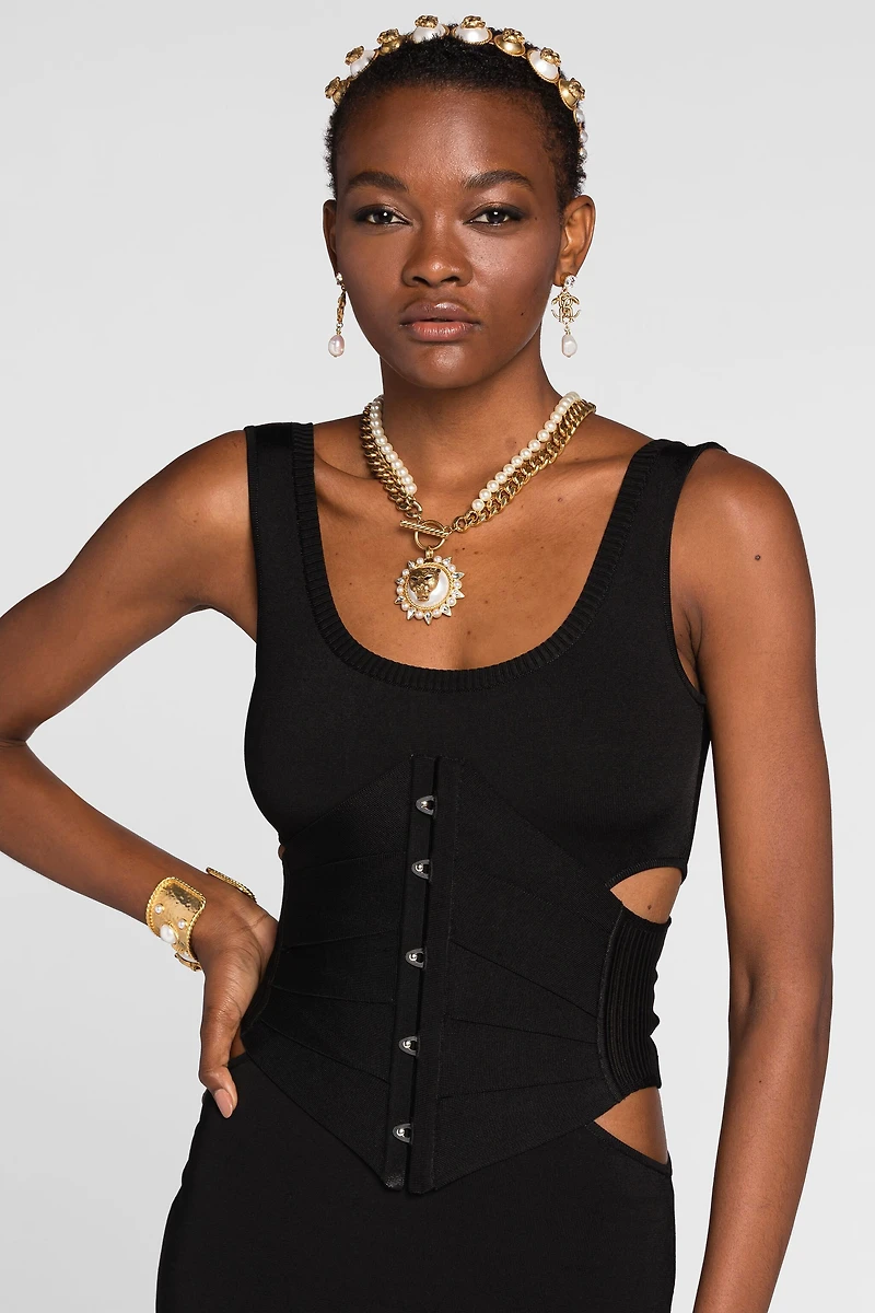 Cut-Out Knit Mini Dress