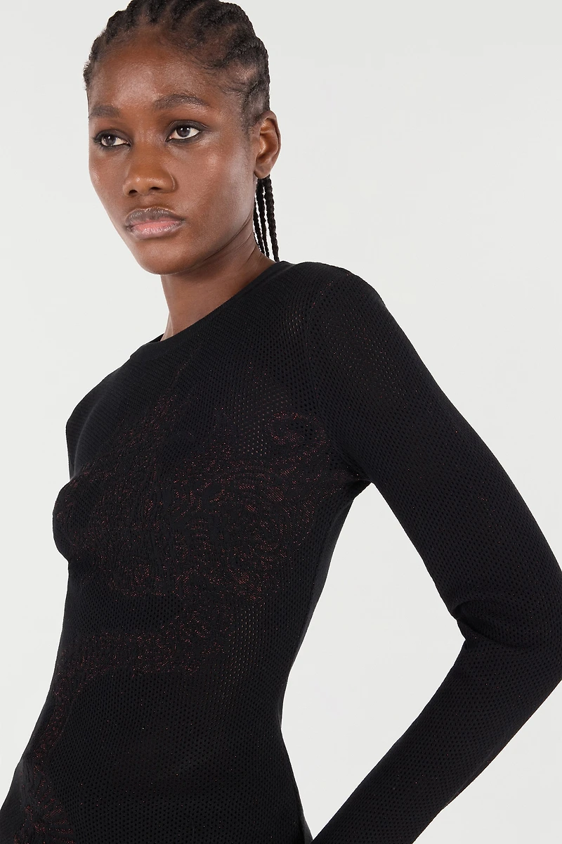 Micro-Openwork Sweater With Dragon