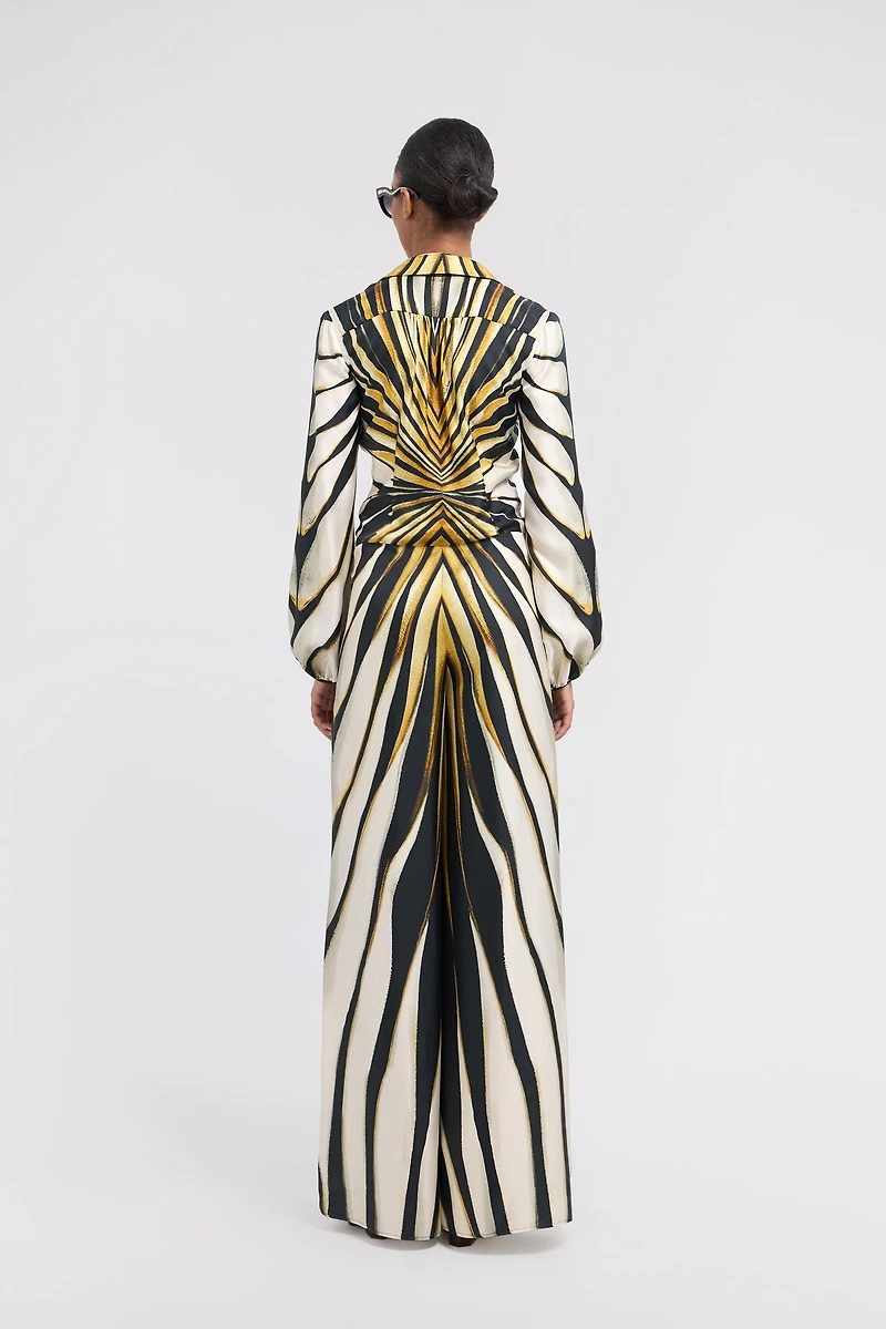 Ray Of Gold Print Silk Jumpsuit