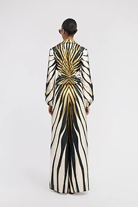 Ray Of Gold Print Silk Jumpsuit