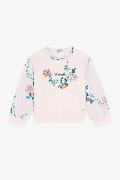 Logo and Floral-Embroidered Cotton Sweatshirt