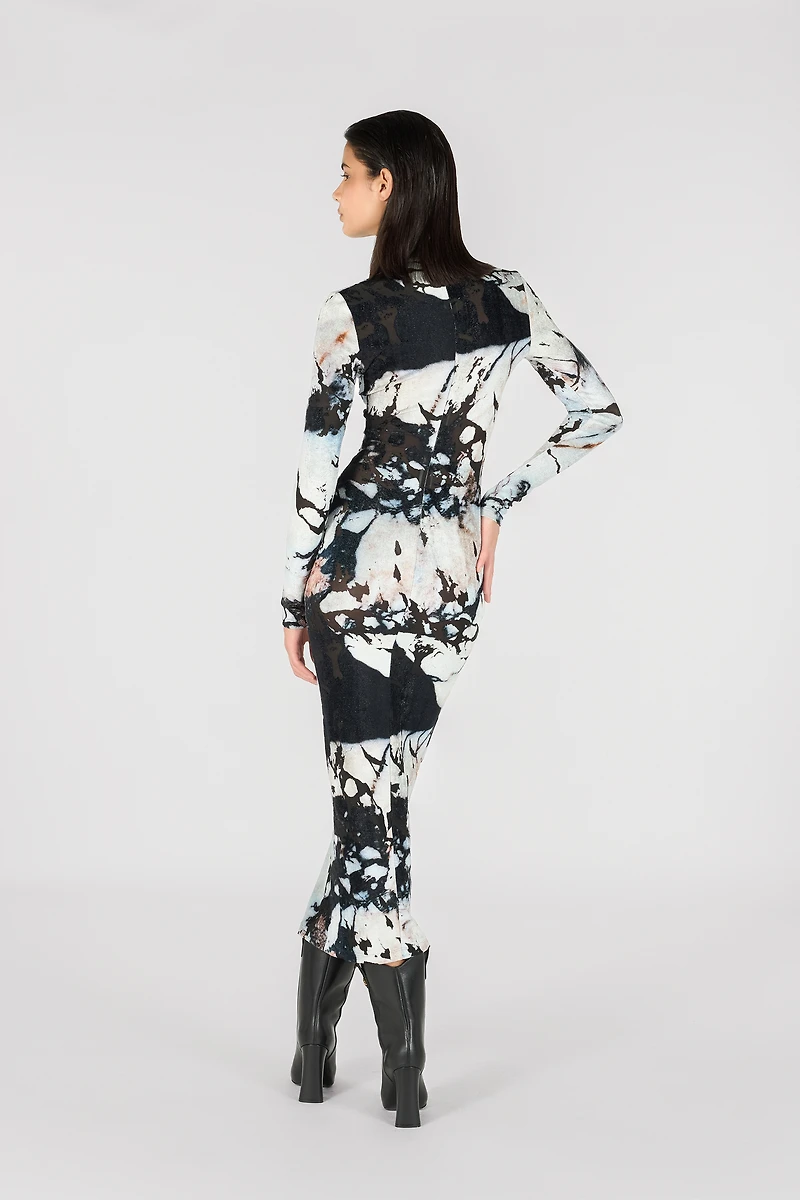 Long dress with Marble print