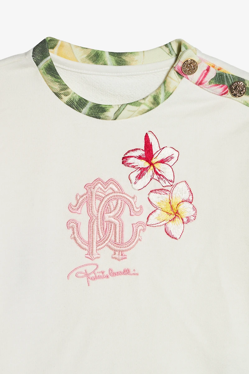 Sweatshirt With Embroidered Flowers And RC Monogram