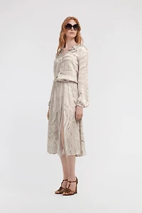 Ice Feathers Print Midi Dress