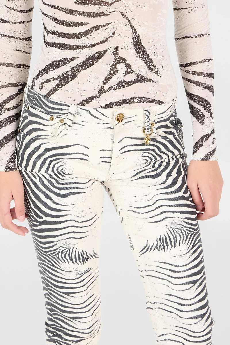 Pants With White Tigress Print