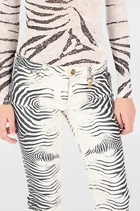 Pants With White Tigress Print