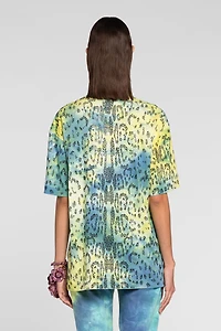 Rhinestone tie-dye print T-shirt