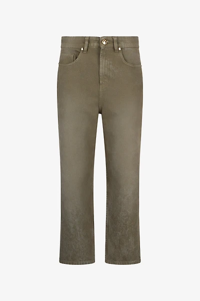 Olive Green Cropped Jeans