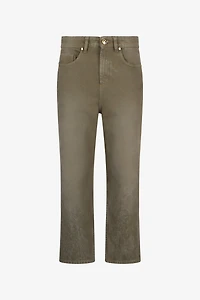 Olive Green Cropped Jeans