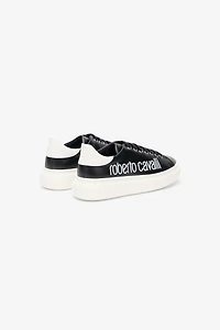 Black Leather Sneaker With Logo
